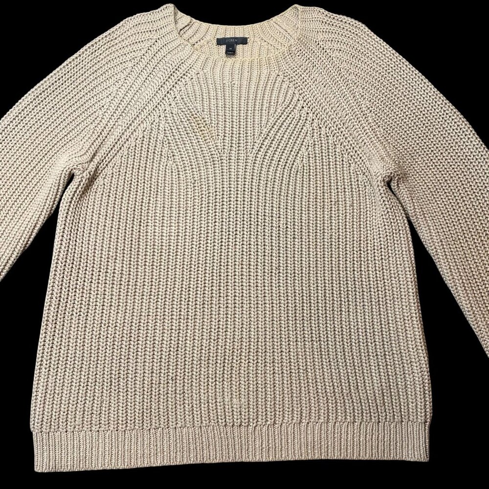 J.Crew Beige Womens Casual Style Knit Sweater Size Medium Cotton Nylon Blend